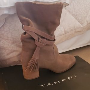 Tahari Tan Suede Boots